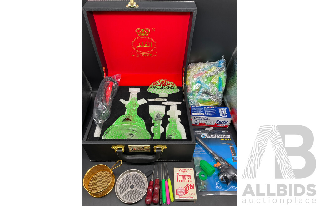 AL FAKHER Green Glass Shisha Hookah with Accessories