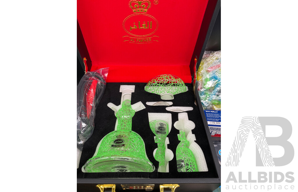 AL FAKHER Green Glass Shisha Hookah with Accessories