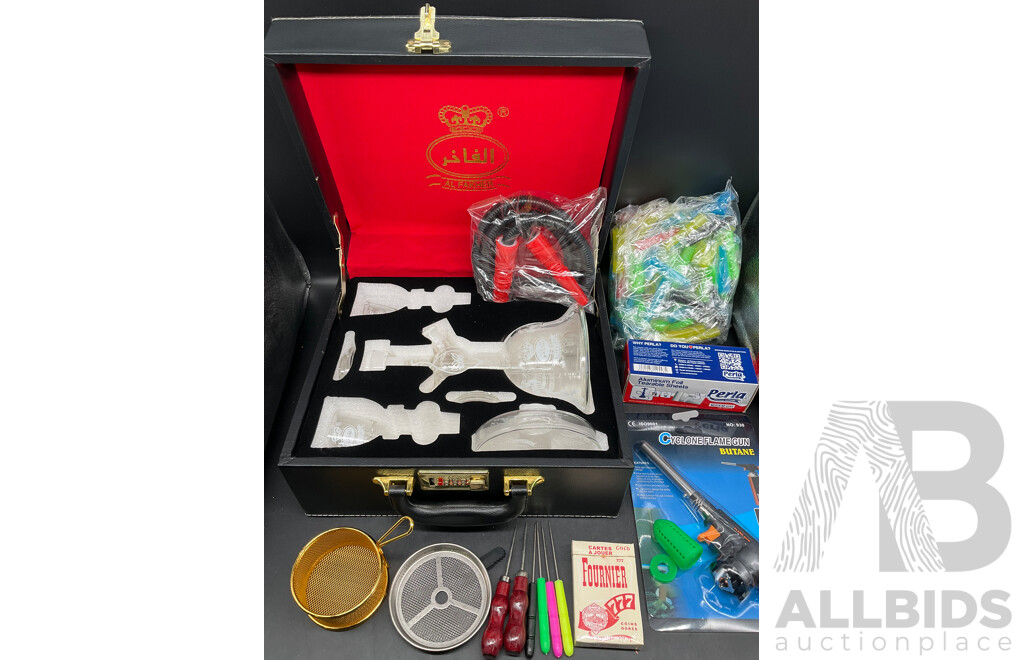 AL FAKHER White Glass Shisha Hookah with Accessories