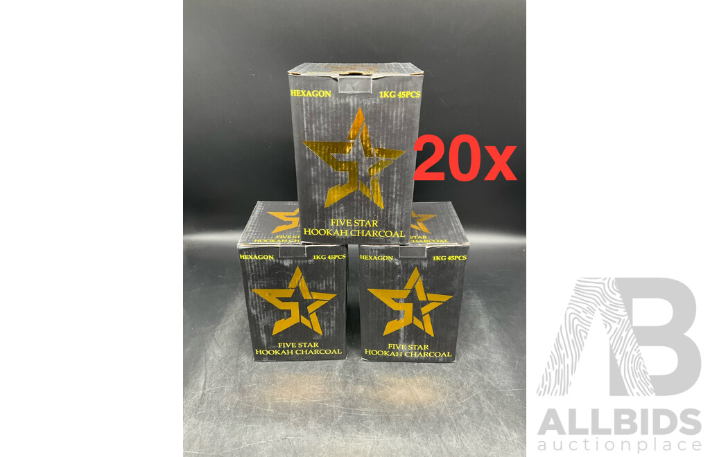 Hexagon FIVE STAR Shisha Hookah Charcoal - Lot of 20