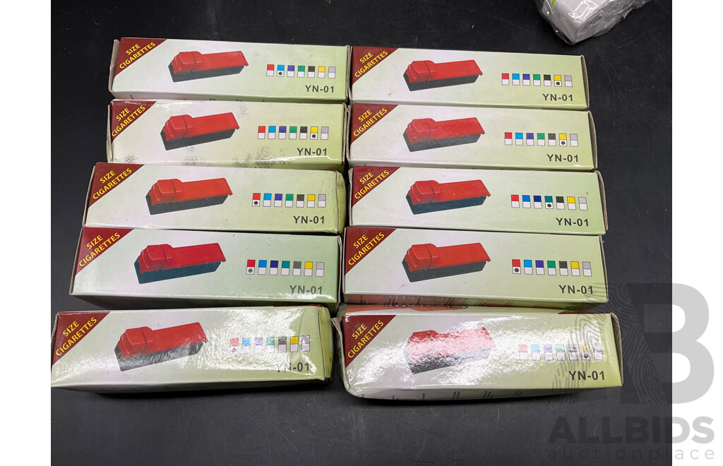 Manual Cigarette Rolling Machine (x40), Electric Cigarette Rolling Machine with EU Plug and AU Adapter (x5), Herb Scissors (x9) - Assorted Colors - Lot of 54