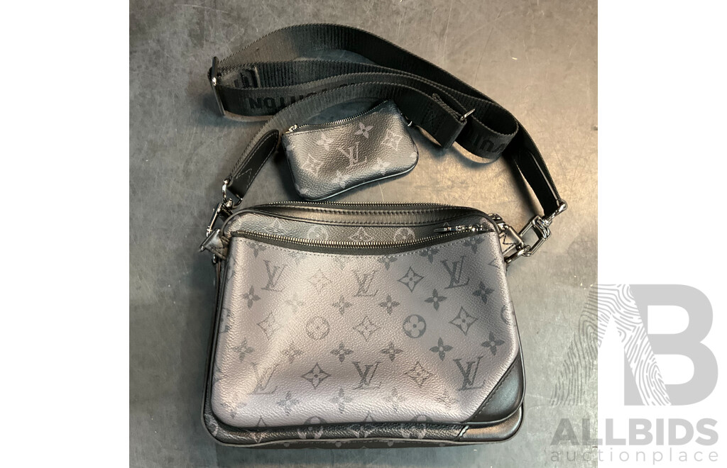 Trio Black & Grey Cross Body Bag Branded Louis Vuitton