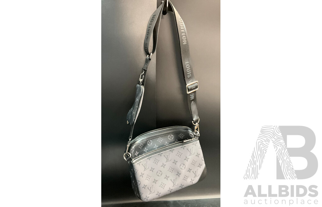 Trio Black & Grey Cross Body Bag Branded Louis Vuitton