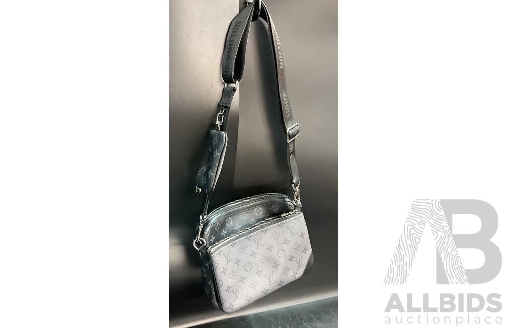 Trio Black & Grey Cross Body Bag Branded Louis Vuitton