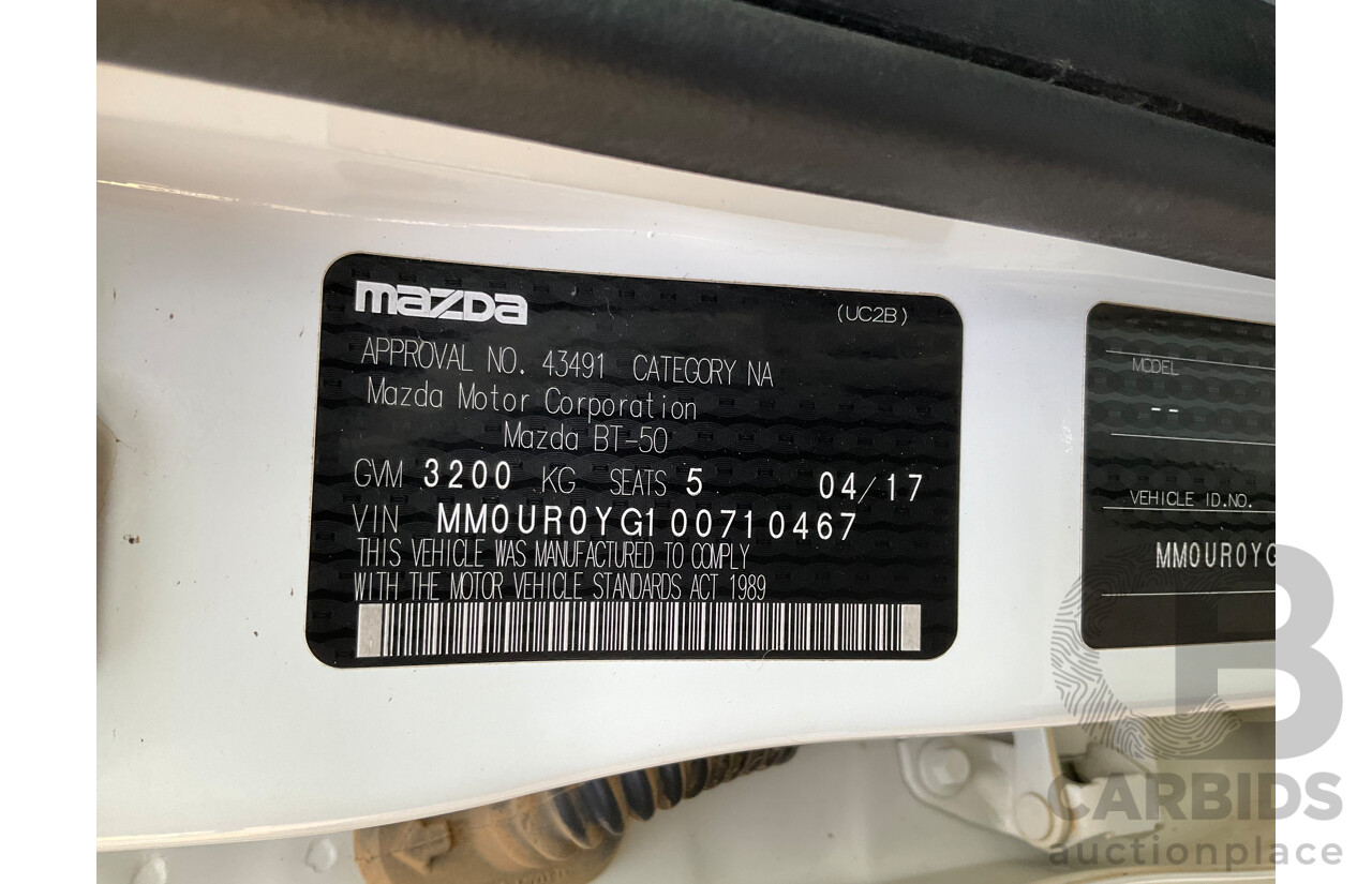 04/2017 Mazda BT-50 XTR (4x4) MY16 Dual Cab Utility Cool White Turbo Diesel 3.2L