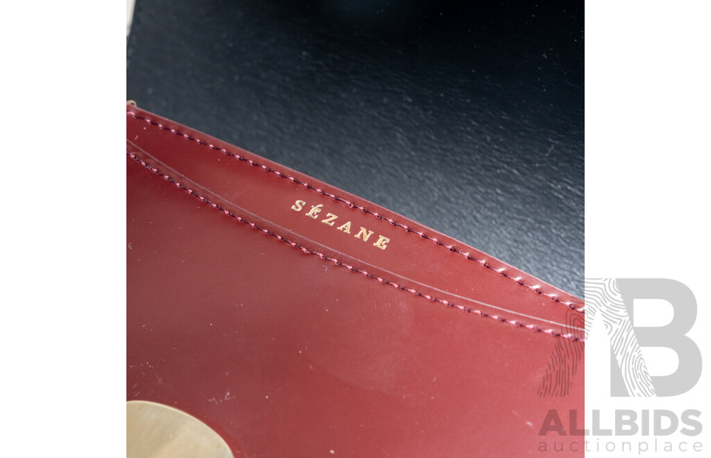 Sézane Paris France Claude Bordeaux Glacé Burgundy Shoulder Bag , Cow Leather, Made in Italy - NEW