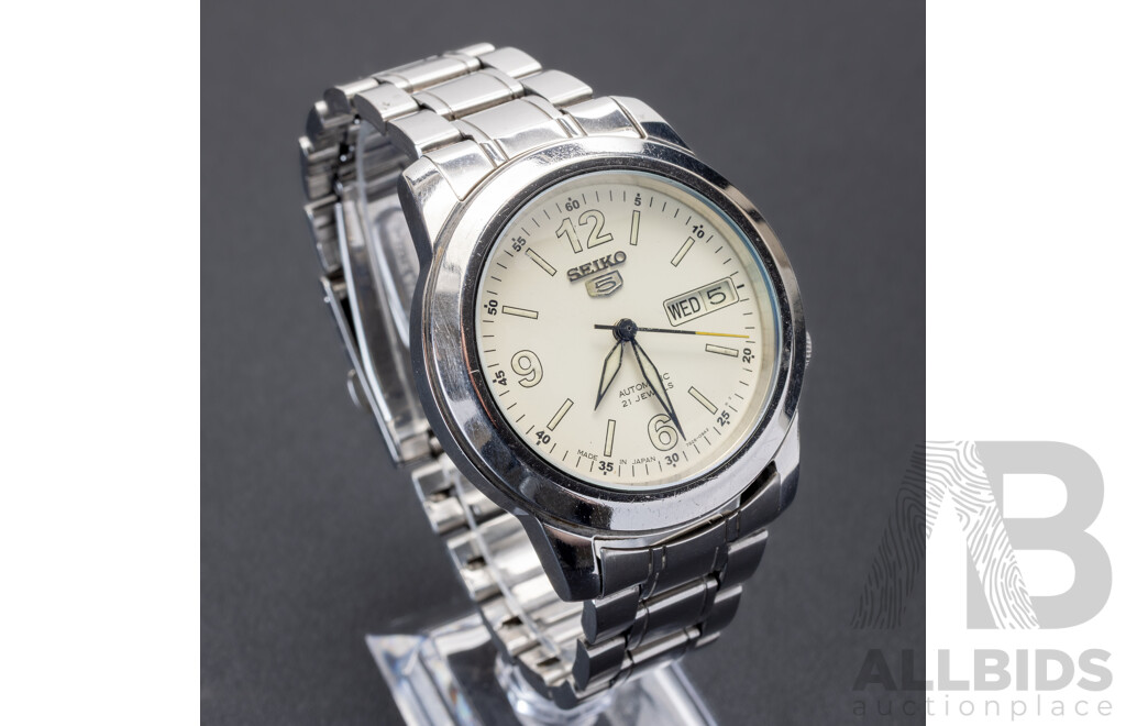 Seiko 5 Automatic 21 Jewels Vintage Watch, 7S26-02W0, 38mm, Cream