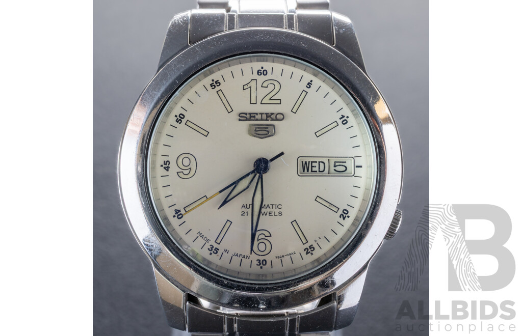 Seiko 5 Automatic 21 Jewels Vintage Watch, 7S26-02W0, 38mm, Cream