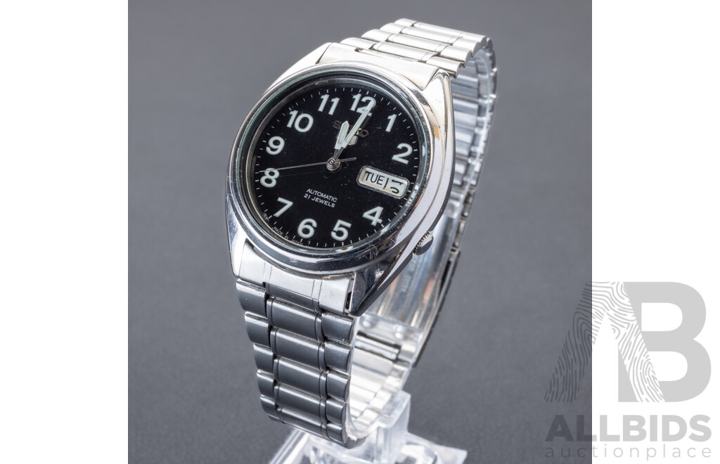 Seiko 5 Automatic 21 Jewels Vintage Watch, 7S26-0550, 35mm, black