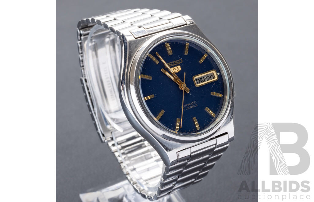 Seiko 5 Automatic 17 Jewels Vintage Watch, 7009-3171, 35mm, cobalt blue