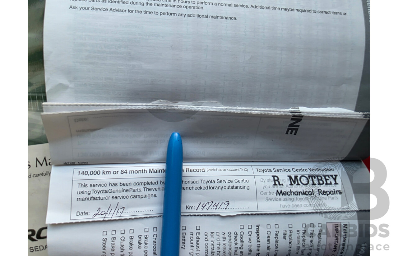 7/2008 Toyota Corolla Conquest ZRE152R 4d Sedan Silver 1.8L