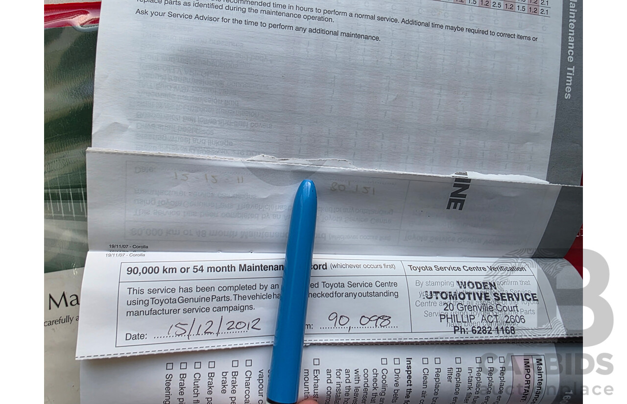 7/2008 Toyota Corolla Conquest ZRE152R 4d Sedan Silver 1.8L