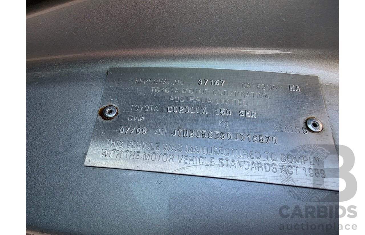 7/2008 Toyota Corolla Conquest ZRE152R 4d Sedan Silver 1.8L