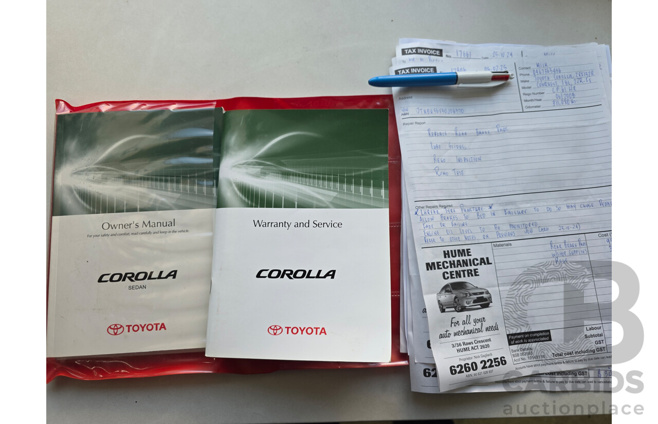 7/2008 Toyota Corolla Conquest ZRE152R 4d Sedan Silver 1.8L