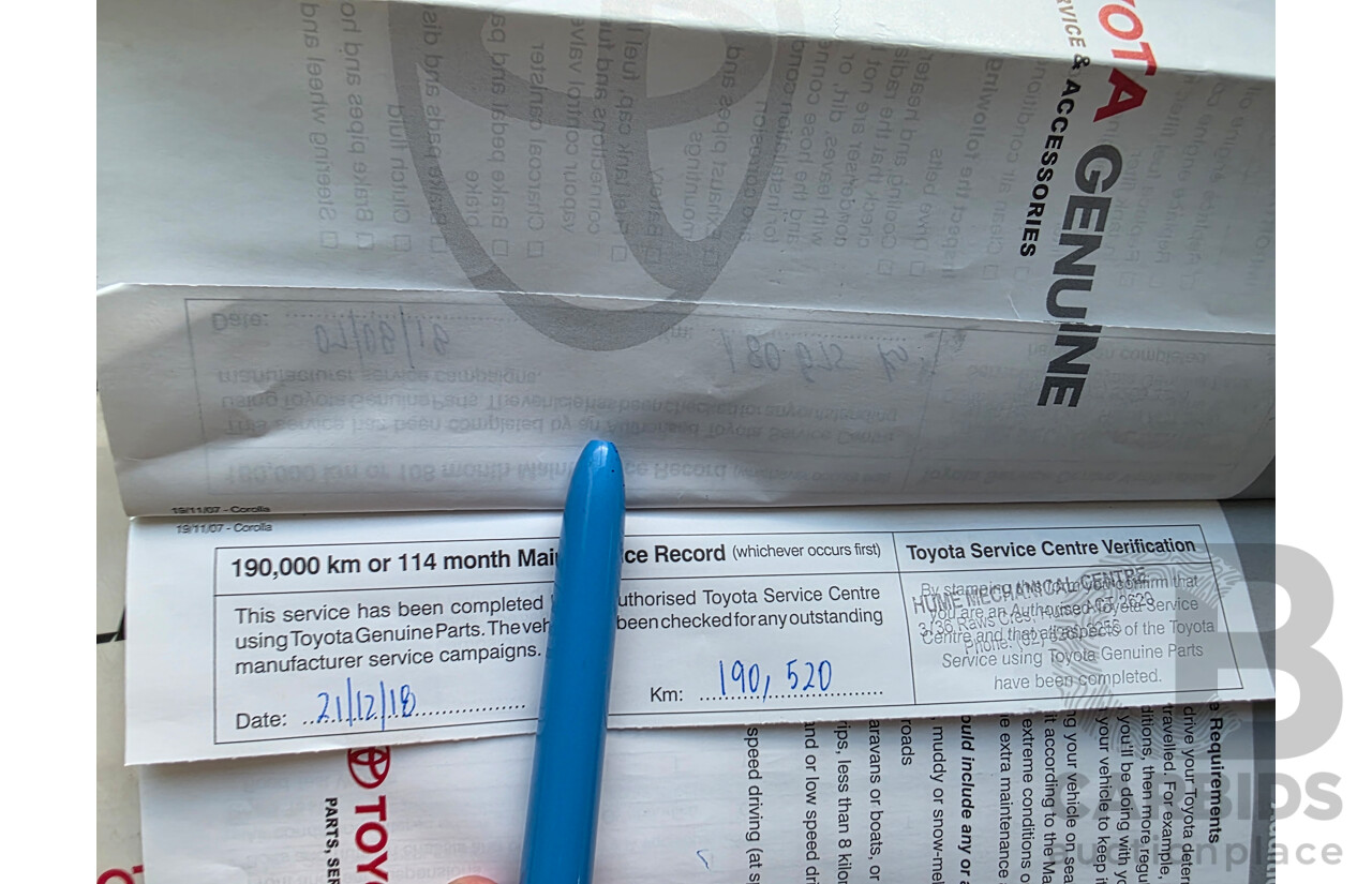 7/2008 Toyota Corolla Conquest ZRE152R 4d Sedan Silver 1.8L