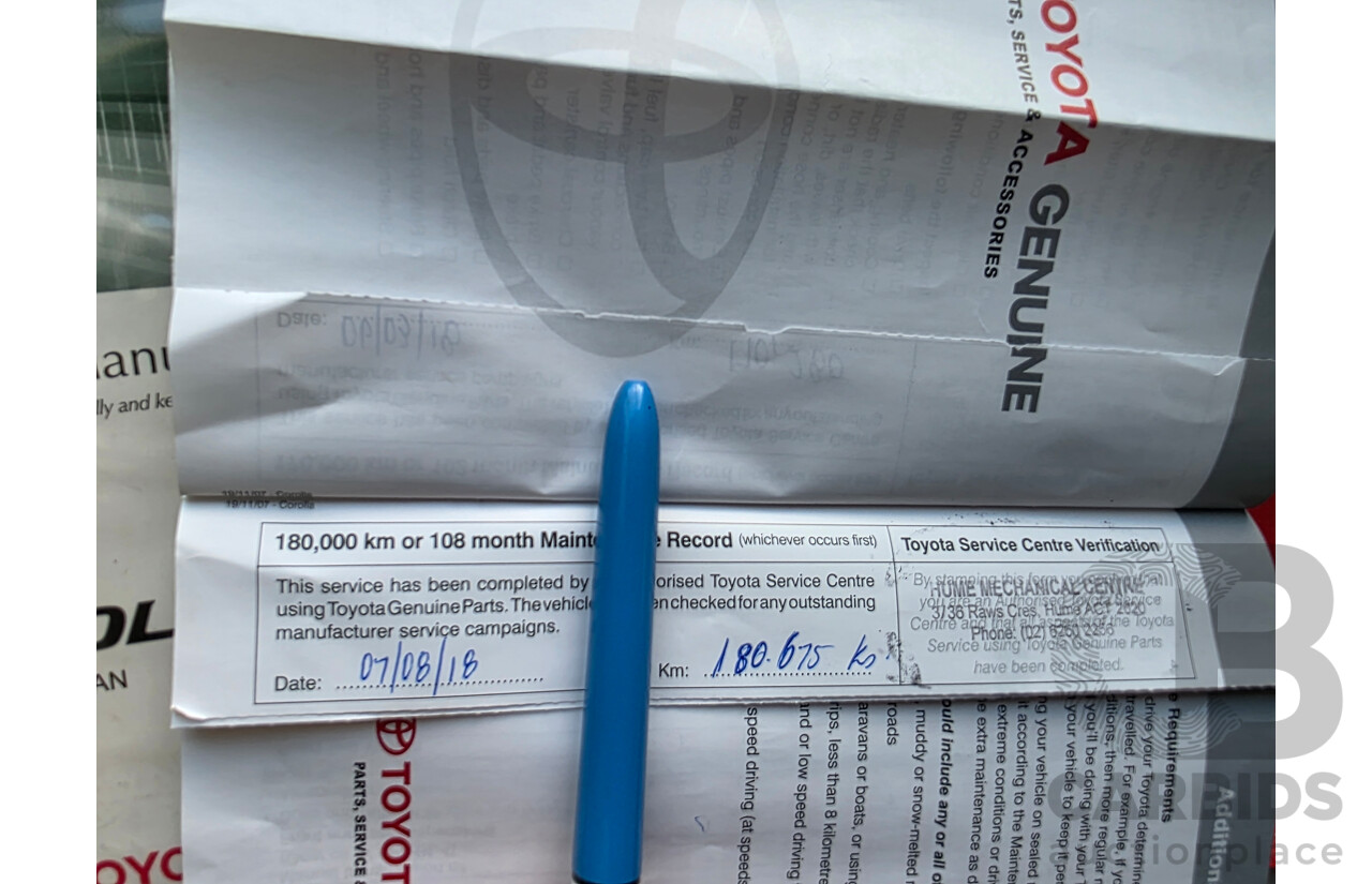 7/2008 Toyota Corolla Conquest ZRE152R 4d Sedan Silver 1.8L