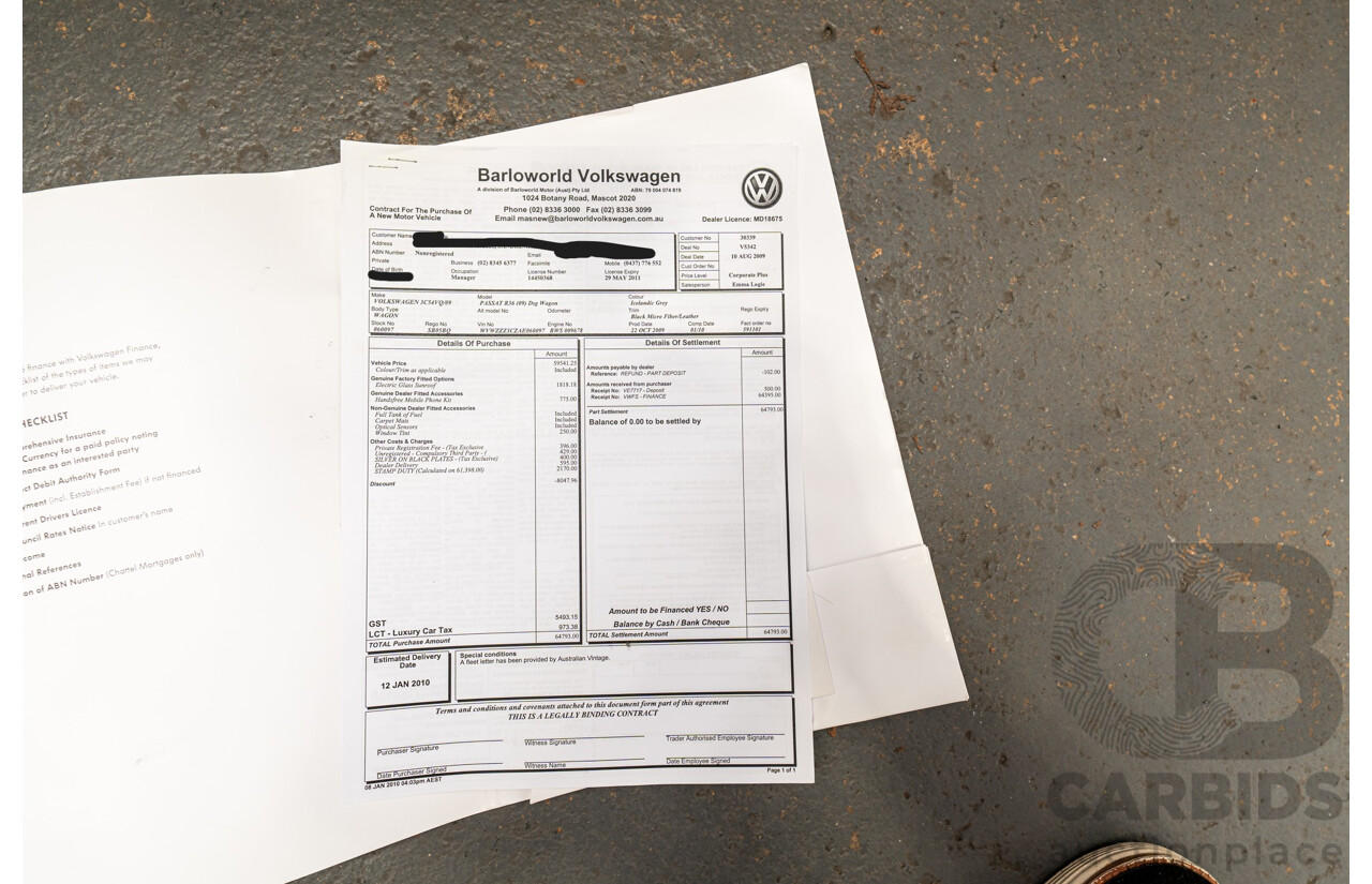 1/2010 Volkswagen Passat R36 3C (AWD) MY10 4d Wagon Icelandic Grey Metallic VR6 3.6L