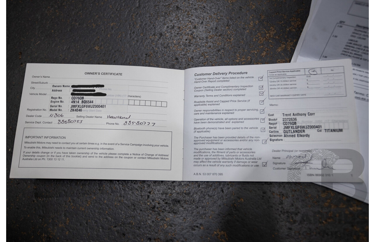 08/2017 Mitsubishi Outlander EXCEED (AWD) ZK MY18 4D Wagon Titanium Grey Turbo Diesel 2.3L - 7 seats