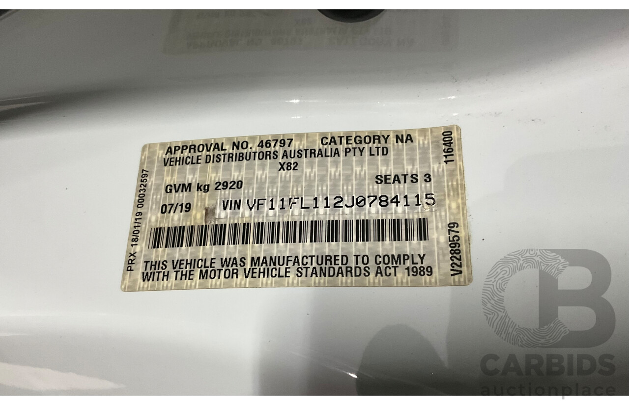 07/2019 Renault Trafic LWB (85kW FWD) X82 4D Van Glacier White Turbo Diesel 1.6L