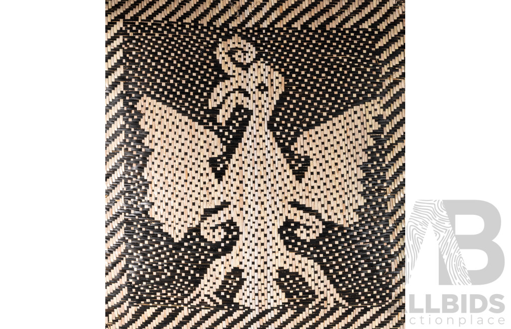 Artists Unknown, (Malaysian School), Woven Pok Baki - Ceremonial Bird - Straw 43 X 40 Cm & Pua Kumbu Iban Weaving, Cotton Cloth & Natural Pigments, 71 X 37 Cm, Both From Sarawak, (2)