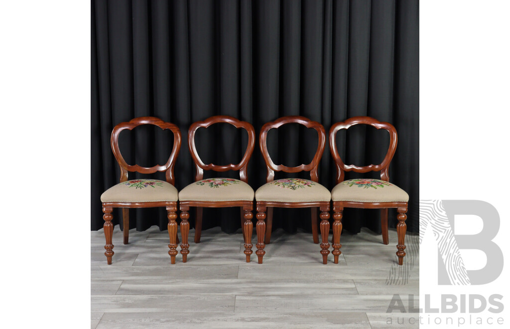 Set of Four Restored Victorian Mahogany Dining Chairs