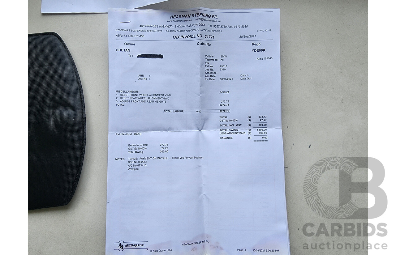 11/2009 Bmw X5 Xdrive 30i E70 MY09 4d Wagon Black 3.0L