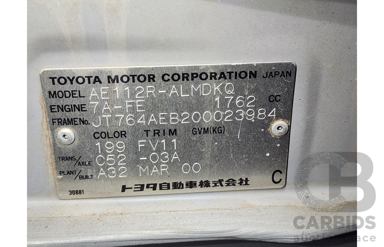 3/2000 Toyota Corolla Ascent SECA AE112R 5d Liftback Silver 1.8L