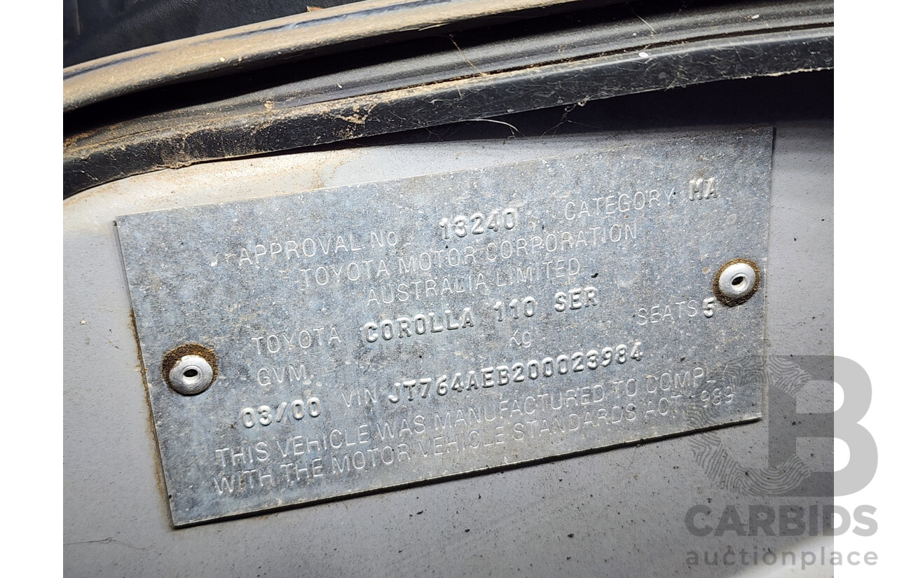 3/2000 Toyota Corolla Ascent SECA AE112R 5d Liftback Silver 1.8L