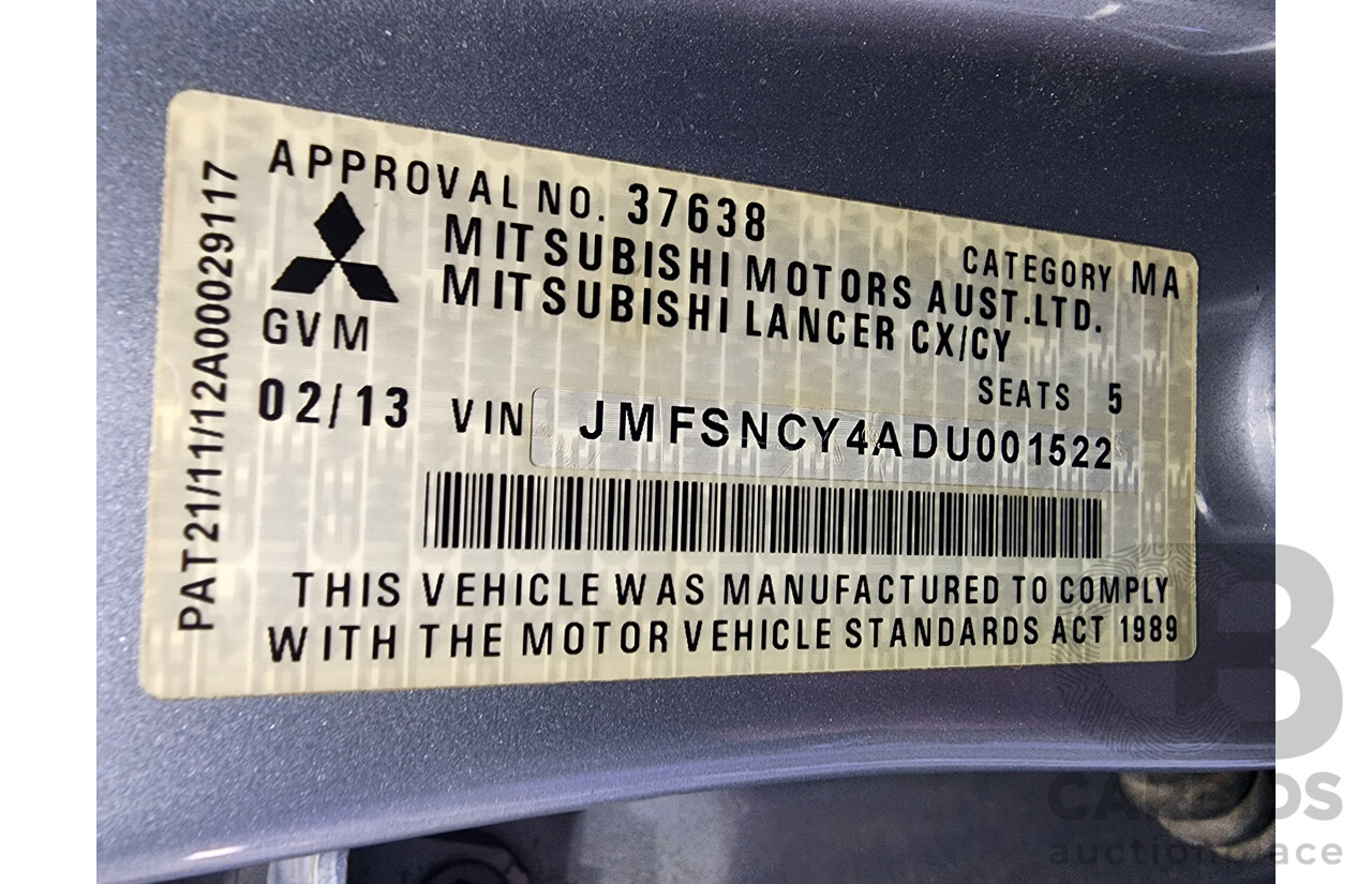 2/2013 Mitsubishi Lancer LX CJ MY13 4d Sedan Silver 2.0L