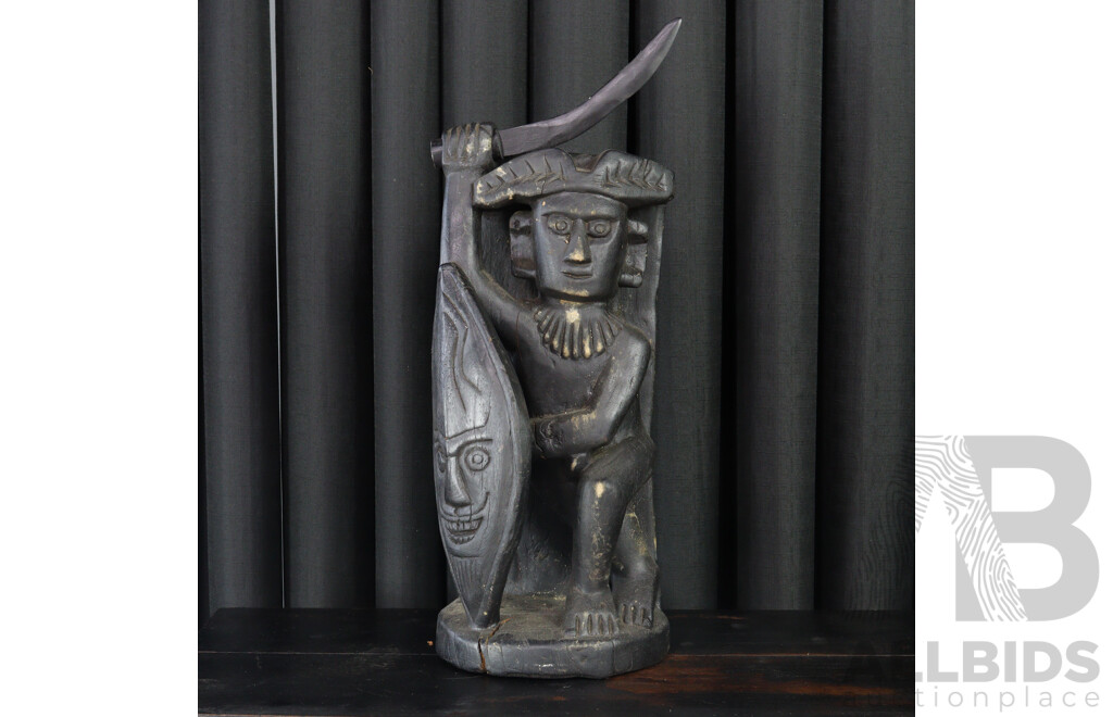 Hand Carved Tribal Central American Wooden Warrior Figure
