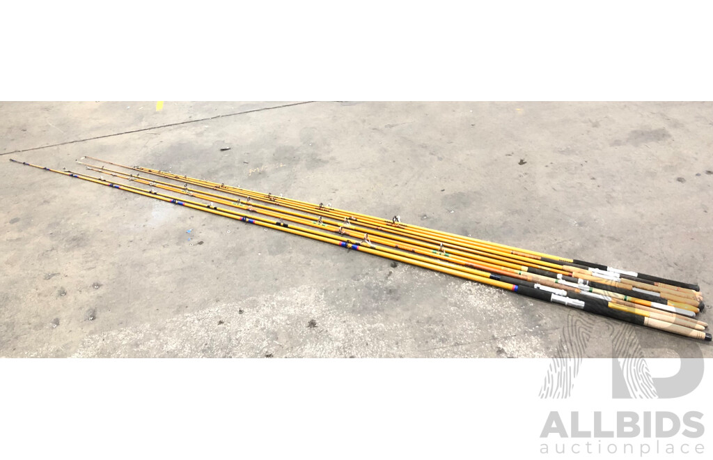 Fibreglass Beach Fishing Rods - Lot of Nine