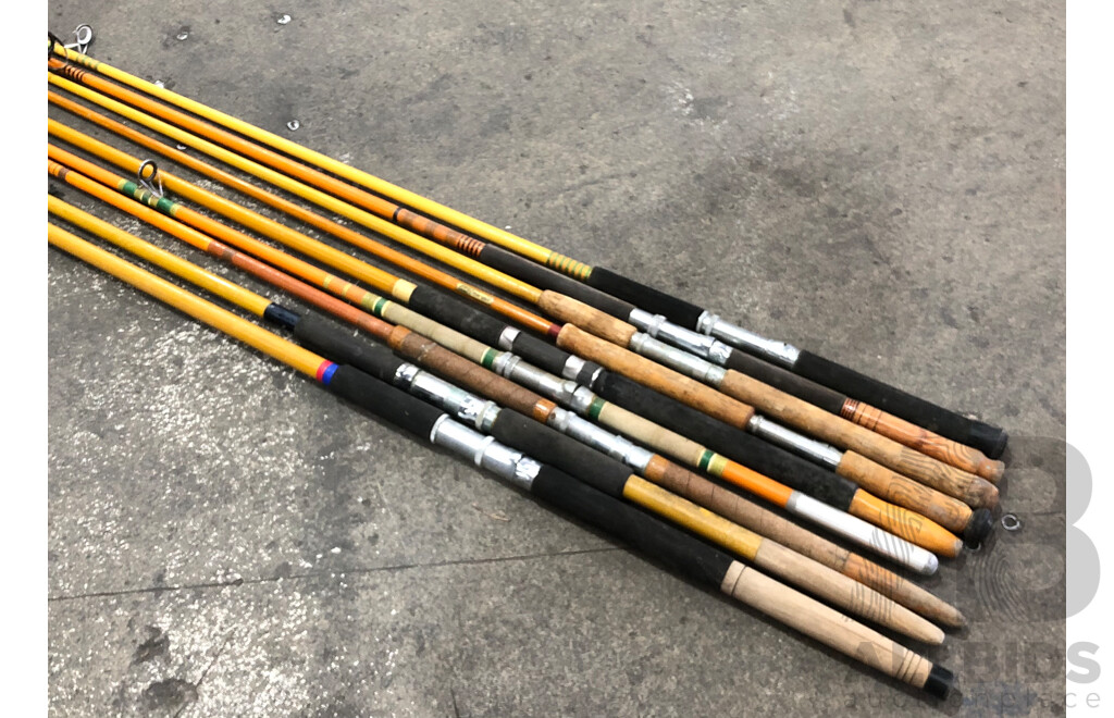 Fibreglass Beach Fishing Rods - Lot of Nine
