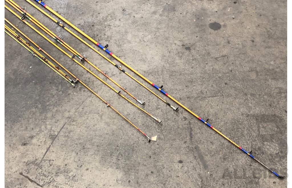 Fibreglass Beach Fishing Rods - Lot of Nine
