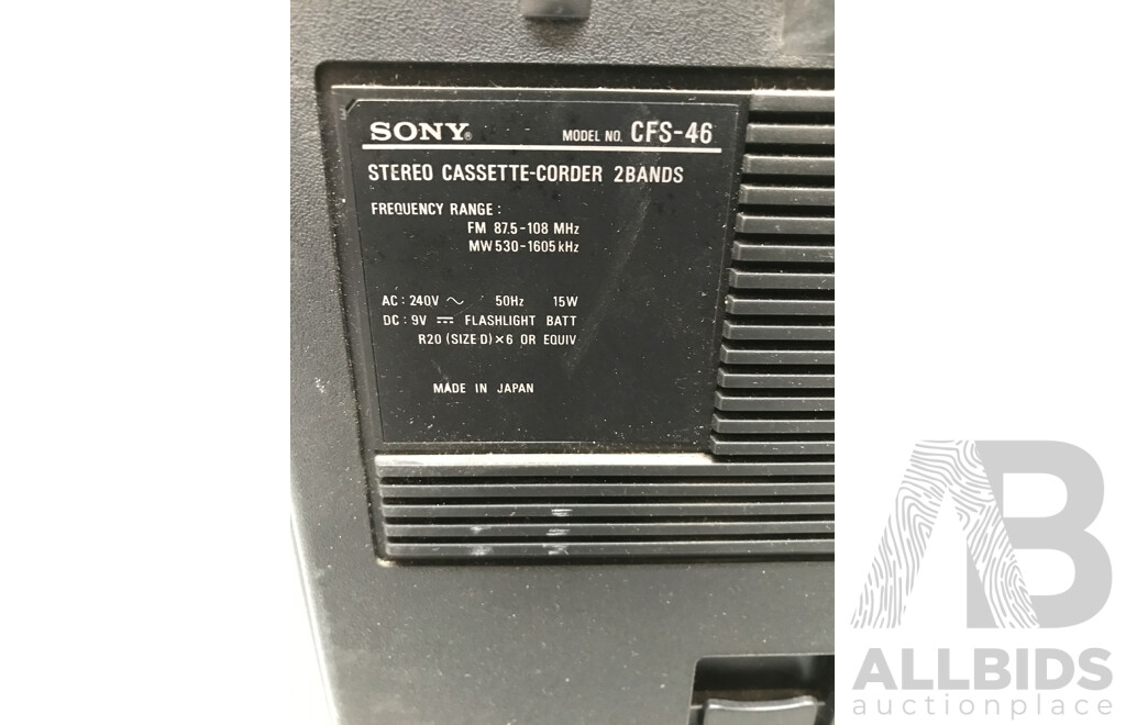 Vintage Sony (CFS-46S) Stereo Cassette Corder