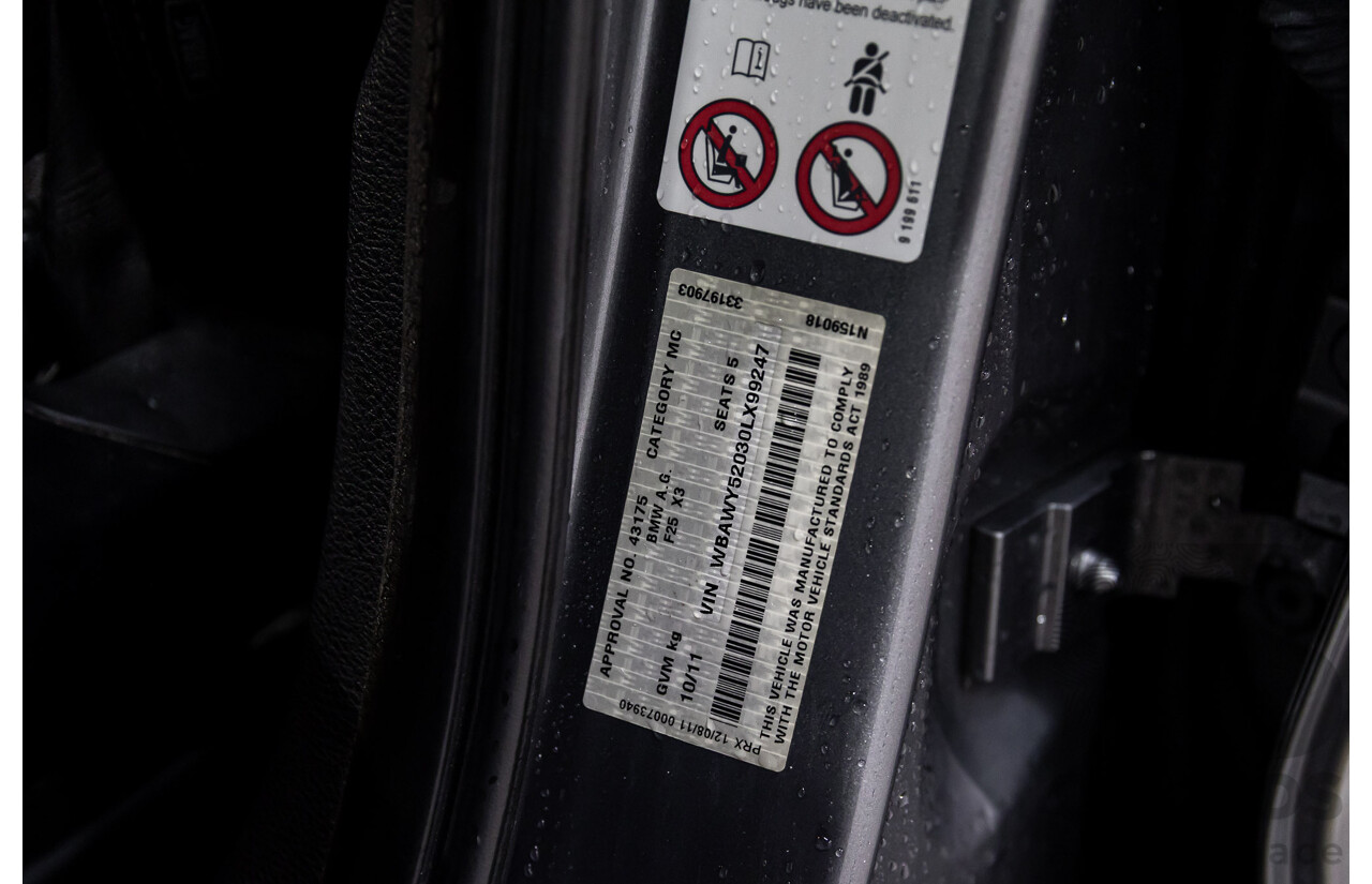 10/2011 BMW X3 Xdrive 30d (AWD) F25 4d Wagon Space Grey Metallic Turbo Diesel 3.0L