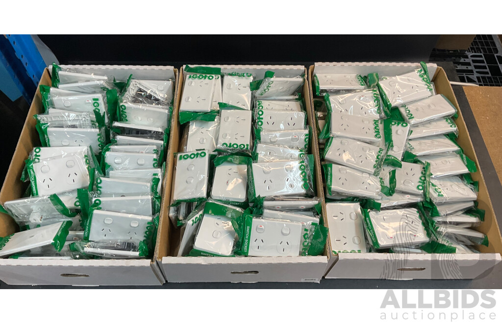 IGOTO Assorted Switches/Power Socket/ PAL Wall Plates & Data/Tv Outlet Cover - 60 Pack Each Box - Total 180Pack