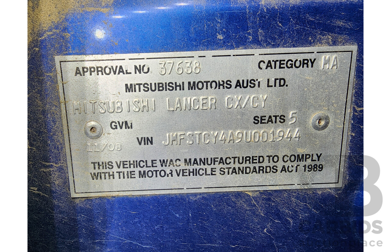 11/2008 Mitsubishi Lancer ES CJ MY09 4d Sedan Blue 2.0L