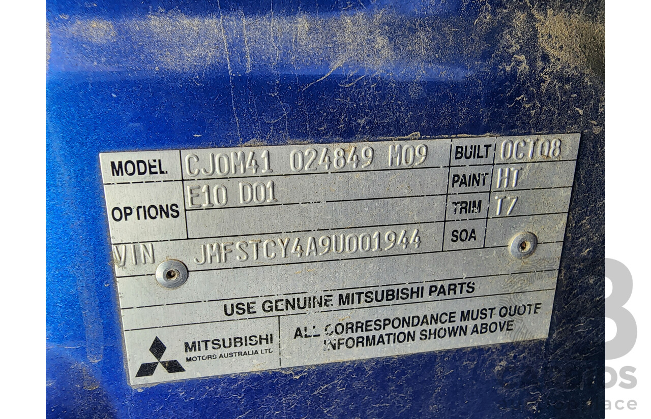 11/2008 Mitsubishi Lancer ES CJ MY09 4d Sedan Blue 2.0L