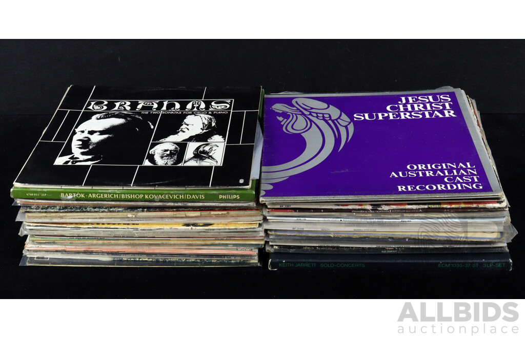 Collection Vintage Vinyl LP Records of Mixed Eras and Genres