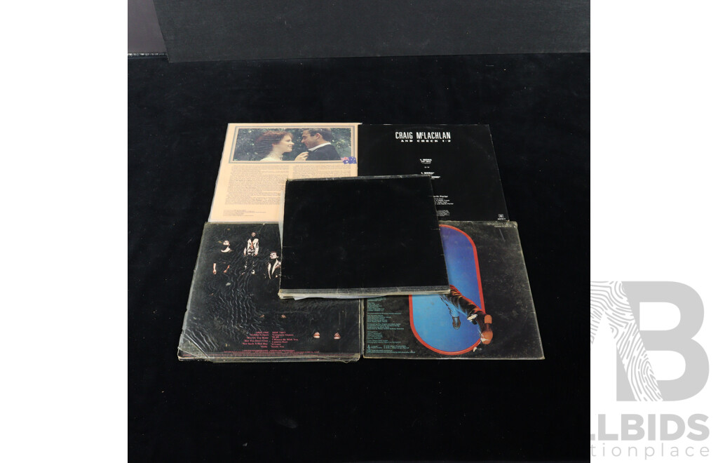 Collection Ten Vinyl Records of Australian Interest Including The Angels, Split Enz, Jimmie Barnes LPs, the Models Single and More