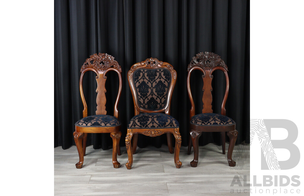 Trio of Reproduction Non Matching Timber Dining Chairs