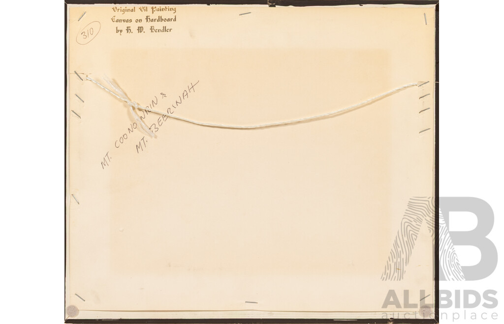 Heinz W. Bendler, (20th Century, German-Australian, Active c1930-70s), Mt. Coonowrin & Mt Beerwah, Vintage Original Oil on Canvas Board, 28.5 x 33 cm (frame)