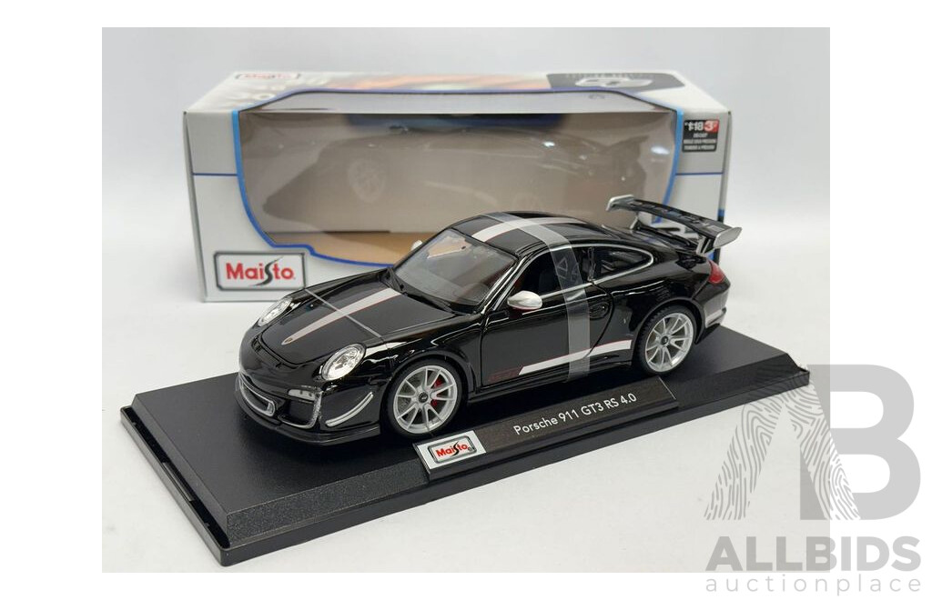 Maisto Porsche 911 (997) GT3 RS 4.0 Coupe Gloss Black 1:18 Scale Model Car - New