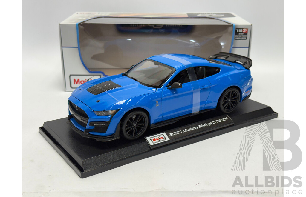 Maisto 2020 Ford Shelby Mustang GT500 Blue 1:18 Scale Model Car - New