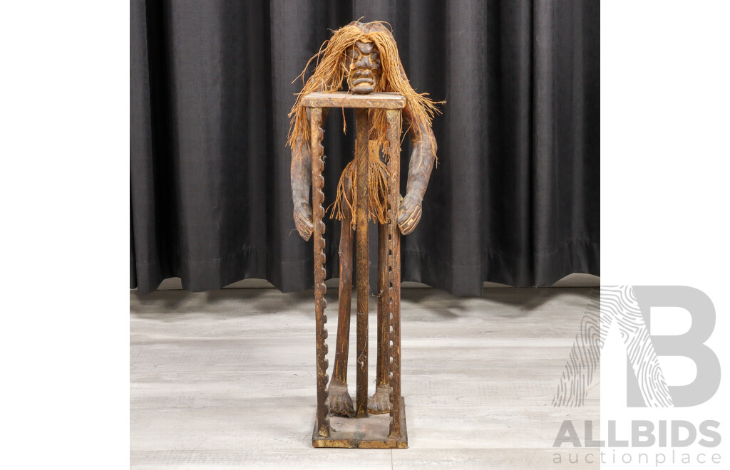 Hand Carved Asian Tribal Style Wooden CD Rack