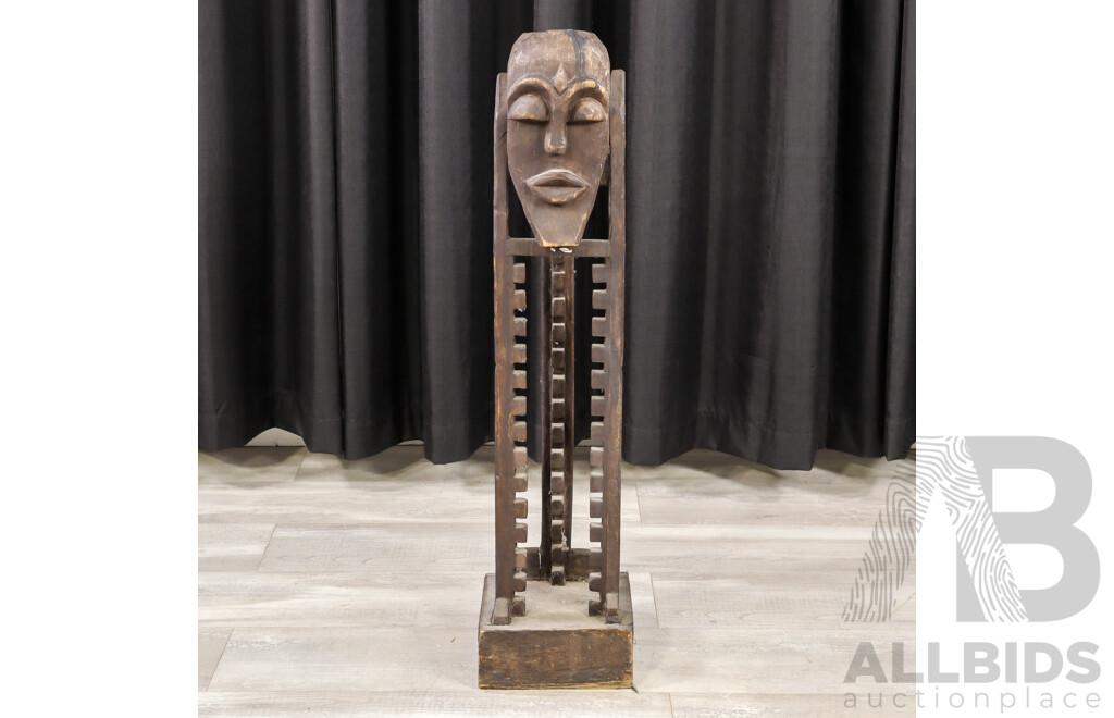 Hand Carved Asian Tribal Style Wooden CD Rack