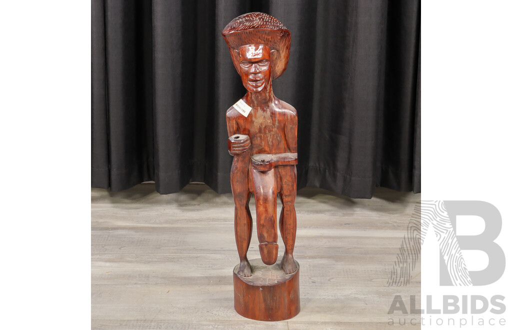 Hand Carved Asian or Oceanic Tribal Style Wooden Figure with Impressive Detail