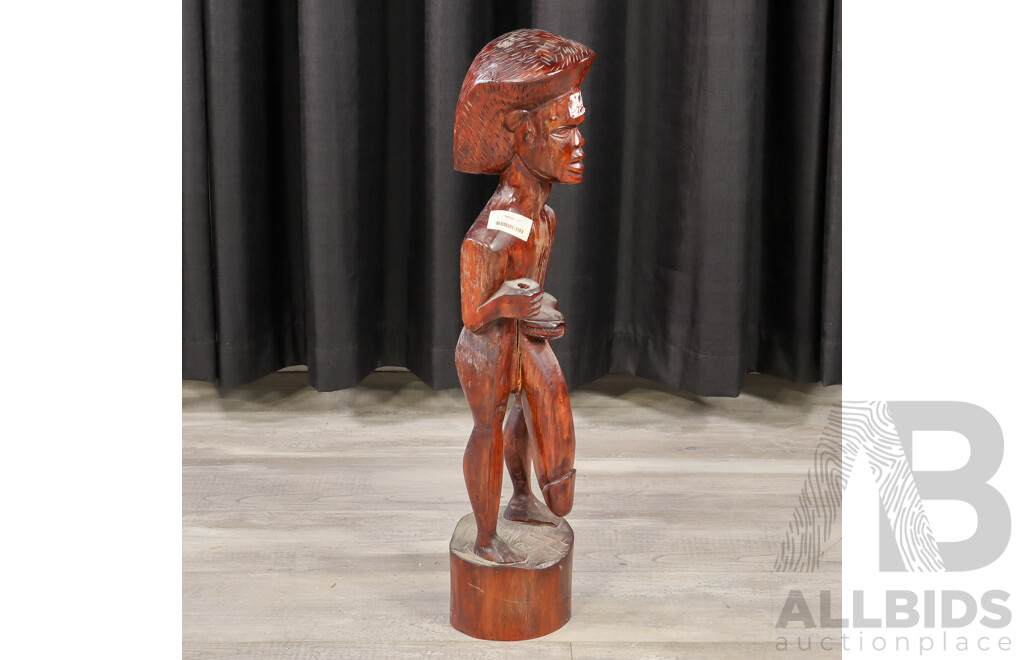 Hand Carved Asian or Oceanic Tribal Style Wooden Figure with Impressive Detail
