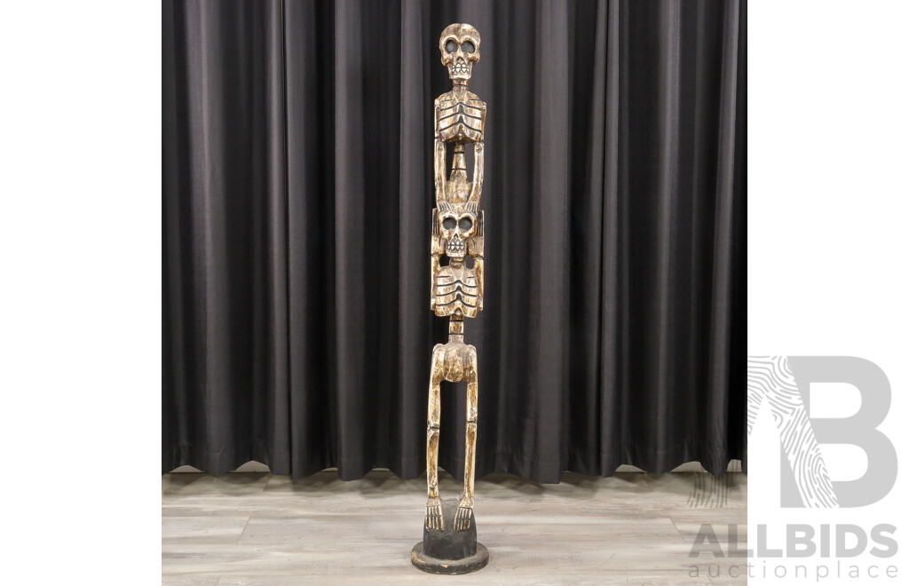 Hand Carved Tribal Style Wood Skeletons Figure