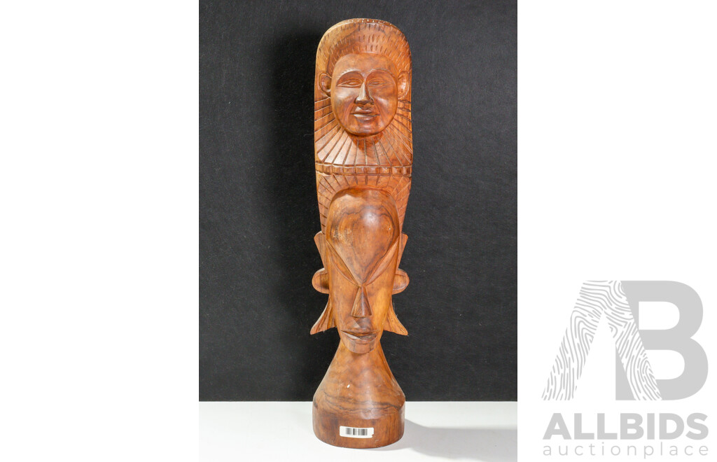 Hand Carved Asian Tribal Style Hard Wood Figure